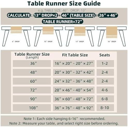 FEXIA Boho Table Runner for Summer Home Decor with Tassels 72 Inches Long Farmhouse Rustic Table Runner Macrame Burlap Table Decoration for Living Room Bridal Shower(12x72 Inches)