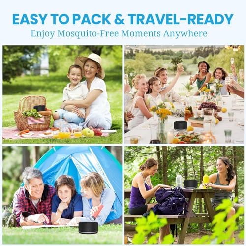 Mosquito Repellent Outdoor Patio, Bug Repellent Outdoor Portable Insect Repeller, Rechargeable Mosquito Repellent Device Camping Hiking 2 Refills (Black)