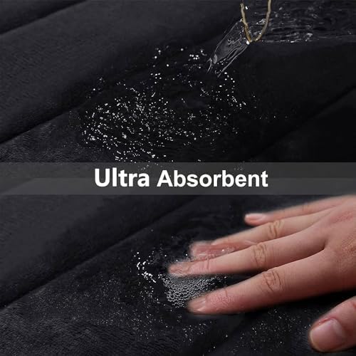 Buganda Memory Foam Bath Mat, 30" x 20", Ultra Soft and Non-Slip Bathroom Rugs, Water Absorbent and Machine Washable Bath Rug for Bathroom, Shower, and Tub, Black