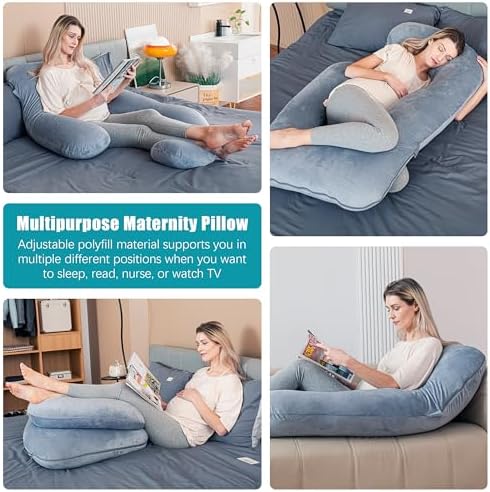 Cute Castle Pregnancy Pillows, Soft U-Shape Maternity Pillow with Removable Cover - Full Body Pillows for Adults Sleeping - Pregnancy Must Haves - Jumbo 57 Inch - Grey
