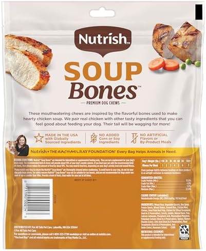 Nutrish Soup Bones Premium Dog Chews with Real Chicken and Veggies, 11 Chews, Packaging May Vary (Rachael Ray)