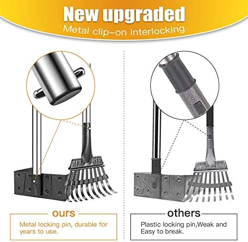 TOOGE Pooper Scooper, Dog Pooper Scooper Long Handle Stainless Metal Tray and Rake for Medium Small Dogs Heavy Duty Pet Supplies to Use for Grass, Dirt or Gravel