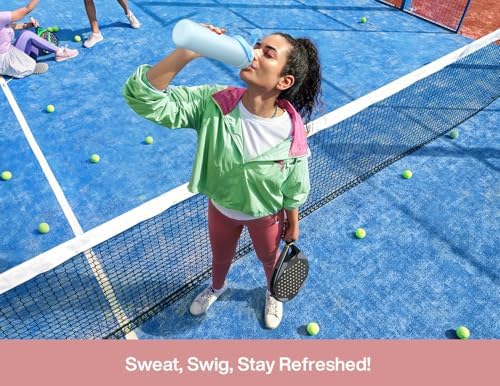 26 oz Insulated Water Bottle with 2-in-1 Straw and Spout Lid, Keep Cold 24H, Leak-Proof, Fits in Car Cup Holder, Stainless Steel Water Bottle for Sports, Travel, and School (Cotton Candy)