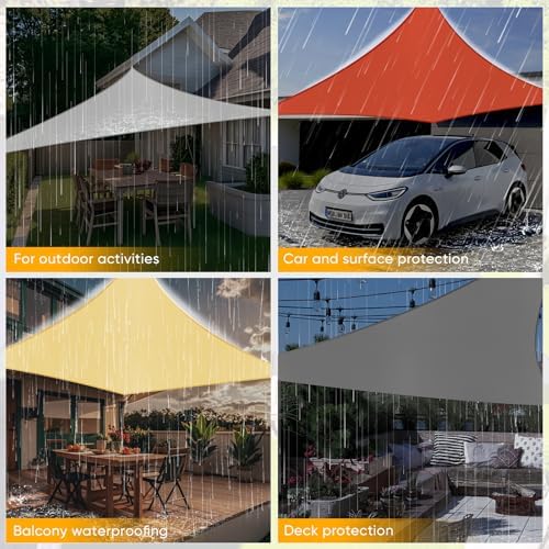 Shade&Beyond Waterproof Sun Shade Sail, 9'x19' Sand Rectangular, UV Resistant Rain Canopy, Curved Edges Shade Cloth for Garden Yard Activities (We Make Custom Size)