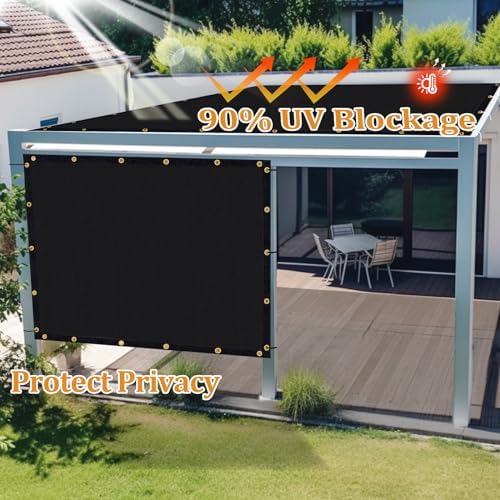 Shade&Beyond Customized Size 8' X 9' Shade Cloth with Grommets, 90% UV Protection UV Protection Mesh Tarp Sun Screens for Patio GN01, Black