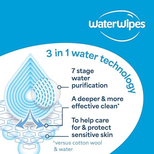 WaterWipes Textured Clean, Toddler & Baby Wipes, 99.9% Water, 3-In-1 Cleans, Cares, Protects, Unscented & Hypoallergenic, 720 Count (12 Packs), Packaging May Vary