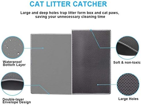 Pieviev Cat Litter Mat Double Layer Waterproof Urine Proof Trapping Mat 1 Pack (Gray, 24x15 Inch (Pack of 1))