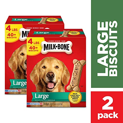 Milk-Bone Original Dog Treats for Large Dogs, 4 Pound (Pack of 2), Crunchy Biscuit Helps Clean Teeth
