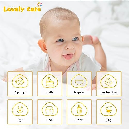12 Pack Muslin Burp Cloths 100% Cotton Muslin Cloths Large 20''x10'' Extra Soft and Absorbent Baby Burping Cloth - White