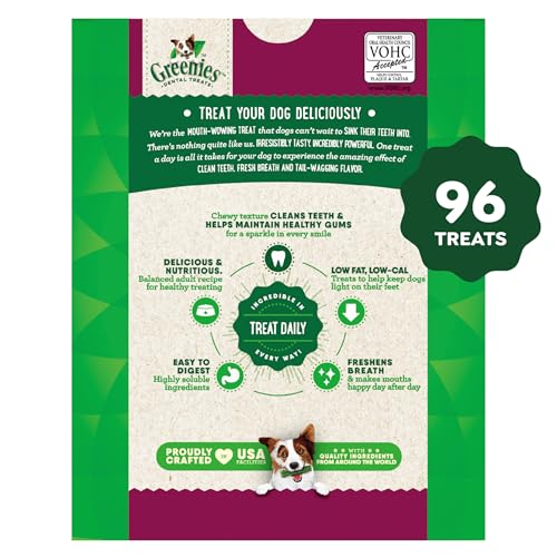 Greenies Weight Management Teenie Dog Dental Chews Weight Control Dog Treats, 27 oz. Pack (96 Treats)