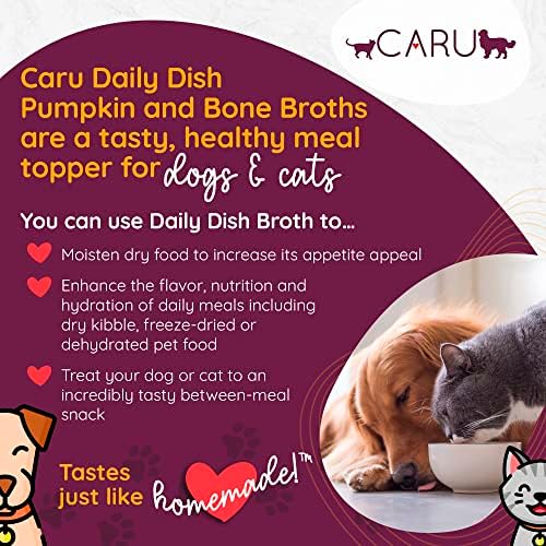 Caru - Daily Dish Chicken Bone Broth Meal Topper for Dogs & Cats - Savory Pour-Over Broth - 3 Pack