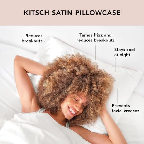 Kitsch Satin Pillowcase with Zipper for Hair & Skin, Softer Than Silk Pillow Cases Standard Size, Wrinkle-Free, Smooth and Cooling Satin Pillow Covers, 19"x26" - Ivory