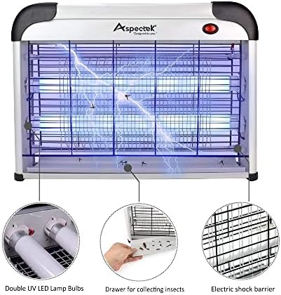 ASPECTEK Insect Killer, Bug Zapper, Powerful 20W Electronic Indoor Fly Zapper, Mosquito Killer-Indoor Use Including Free 2 Pack Replacement Bulbs