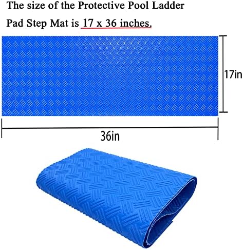 SKARUMMER Swimming Pool Ladder Mat - Protective Pool Ladder Pad Step Mat with Non-Slip Texture, Blue Medium Pool Step Mat, Pool Liner Protection Mat 36 inch X 17 inch