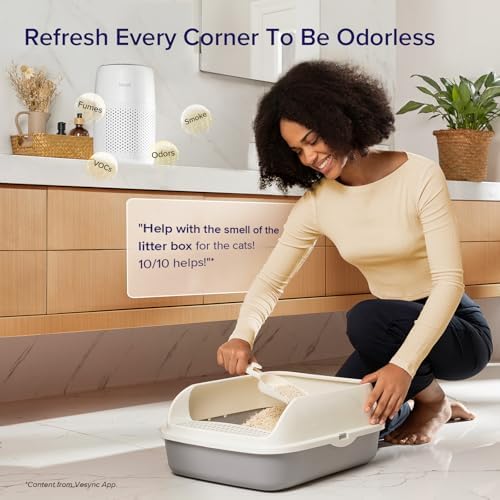 LEVOIT Air Purifiers for Bedroom Home, 3-in-1 Filter Cleaner with Fragrance Sponge for Better Sleep, Filters Smoke, Allergies, Pet Dander, Odor, Dust, Office, Desktop, Portable, Core Mini-P, White