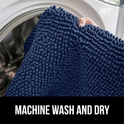 GORILLA GRIP Bath Rug Mat, Thick Soft Absorbent Chenille, Quick Dry Microfiber Mats, Rubber Backing Washable Shower Floor Rugs, Bathmat Runner, US Designed Bathroom Home Decor Accessories 24x17, Navy