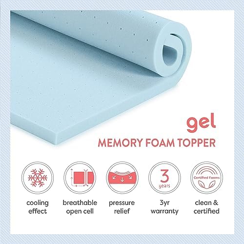Best Price Mattress 3 Inch Ventilated Memory Foam Mattress Topper, Cooling Gel Infusion, CertiPUR-US Certified, Dorm Essentials, Queen