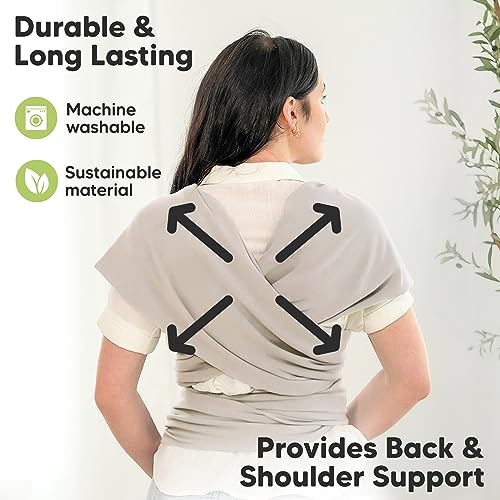 KeaBabies Baby Wrap Carrier - All in 1 Original Baby Carrier Newborn to Toddler Sling, Easy to Wear, Hands Free Bonding, Lightweight, Breathable Infant Wraps (Stone Gray)