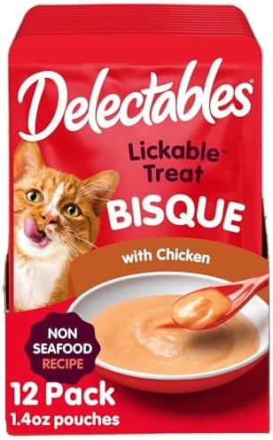 Hartz Delectables Non-Seafood Bisque Lickable We Cat Treats for Adults & Senior Cats, Chicken (Pack of 12)