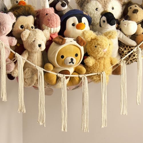 Stuffed Animal Storage Hammock Net - Toy Hammock Net for Stuffed Animals Corner - Hanging Stuff Animal Organizer Holder Large Size Baby Nursery Room Decor
