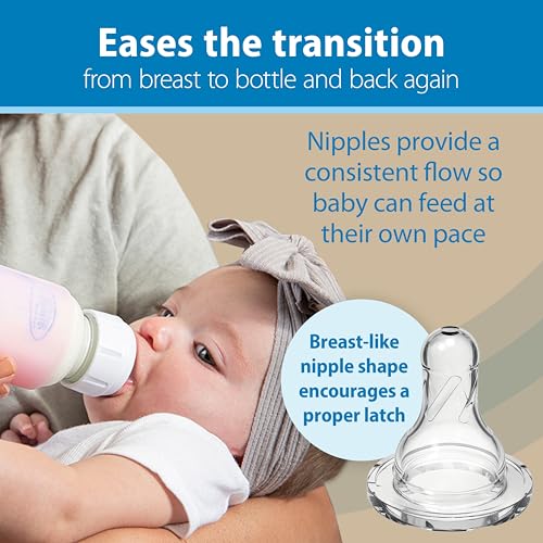 Dr. Brown's Anti-Colic Options+ Narrow Glass Baby Bottle with Level 1 Slow Flow Nipple, BPA-Free, 8 oz/250 mL, 4-Pack