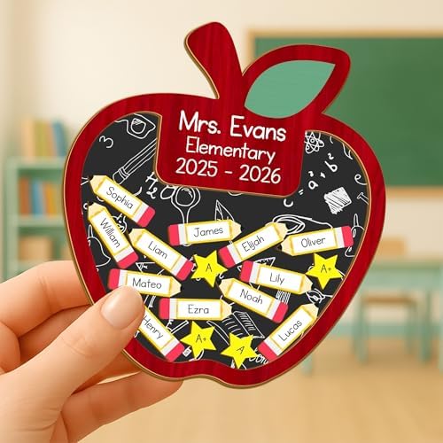 Personalized Apple Classroom Board β 2025-2026 Teacher Name Sign with Student Pencil Tags β Back to School Classroom Decor, Teacher Appreciation Gift