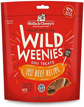 Stella & Chewy's Freeze-Dried Raw Wild Weenies Dog Treats - High-Protein Training Treats for Dogs & Puppies - All-Natural Grass-Fed Beef Recipe with 97% Meat & Organs - USA Made - 3.25 oz Bag