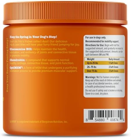 Zesty Paws Hip and Joint for Dogs, Glucosamine for Dogs Hip and Joint Supplement with Chondroitin, MSM, Vitamins C & E - Bacon, 90 Count