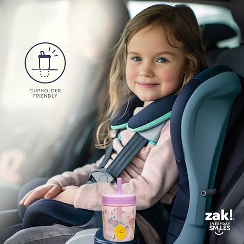 Zak Designs Kelso Toddler Cups For Travel or At Home, 15oz 2-Pack Durable Plastic Sippy Cups With Leak-Proof Design is Perfect For Kids (Sweet Berry, Lemon Zest)