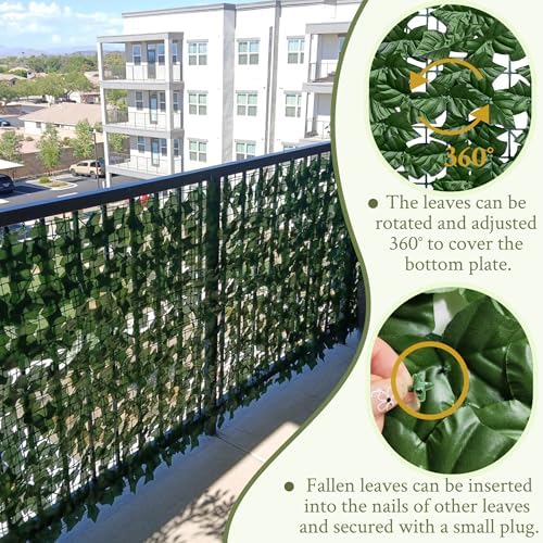 Artificial Ivy Privacy Fence Wall Screen,40X120 in UV-Anti Faux Greenery Backdrop Ivy Vine Leaf Hedges Fence Panels for Patio, Balcony, Garden, Backyard Indoor Outdoor Green Wall Decor