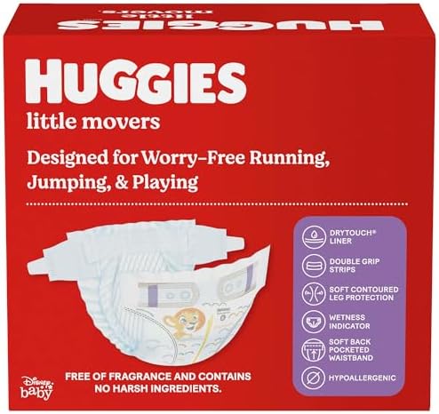 Huggies Size 6 Diapers, Little Movers Baby Diapers, Size 6 (35+ lbs), 108 Count (2 Packs of 54), Packaging May Vary