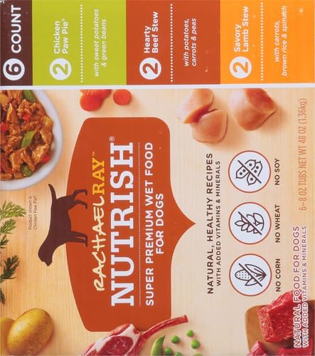 Rachael Ray Nutrish Natural Premium Wet Dog Food, Savory Favorites Variety Pack, 8 Ounce Tub (Pack of 6) (6303230800)