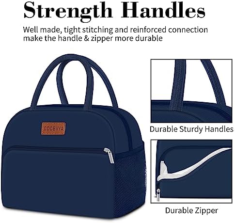 Coobiiya Lunch Bag for Men and Women - Navy Blue, Aluminum, 10.8" x 6.3" x 8.85" - Spacious, Lightweight, and Durable
