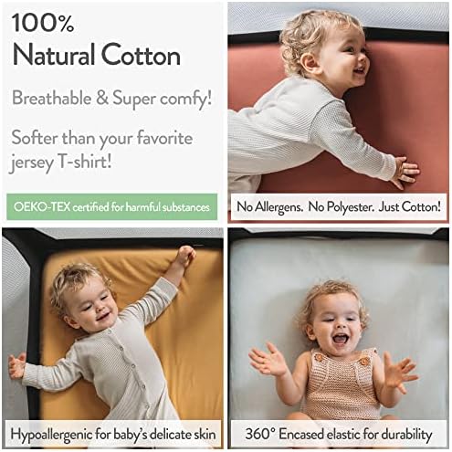 Bedside Sleeper Bassinet Fitted Sheets 33x20 for Maxi COSI Iora, Koola Baby, Baby Joy, Angelbliss, Kidsclub Bedside Bassinet – 100% Jersey Cotton – Light + Dark Grey – 2 Pack