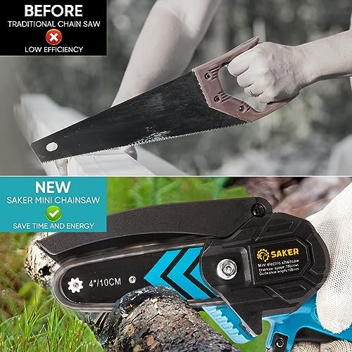Saker Mini Chainsaw,Portable Electric Chainsaws Cordless,Handheld Chain Saw Pruning Shears Chain Saws for Tree Branches,Courtyard,Household and Garden,Gift for Men Dad Husband Women