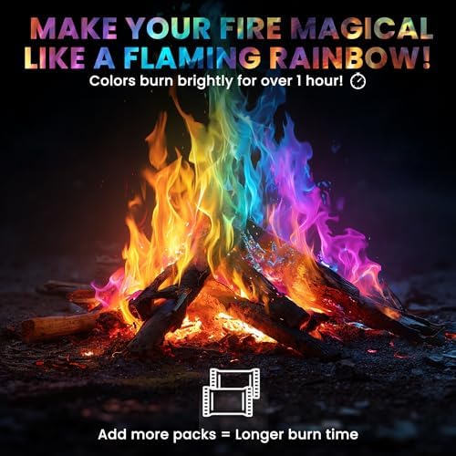 Magical Flames Fire Color Changing Packets Fire Pit (25 Pack), Fire Color Packets for Camping Essentials, Campfire, Bonfire & Fireplaces, Campfire Accessories