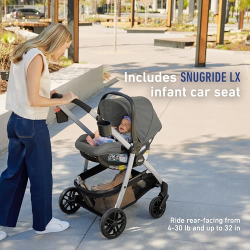 Graco Modes Pramette Travel System | Stroller & Car Seat Combo | 3-in-1 Stroller Modes | Includes Graco SnugRide 35 Infant Car Seat | Ellington