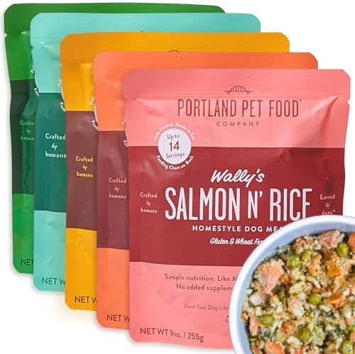 Portland Pet Food Company Mixed Fresh Dog Food Pouches Variety Pack - Human-Grade, Gluten-Free Wet Pet Meal Topper Mix-Ins & Meals - Small & Large Breed Puppy & Senior Dogs - Made in The USA - 5 Pack