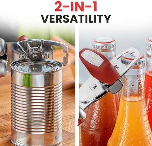 Zulay Kitchen Manual Can Opener with Bottle Opener with Turn Knob