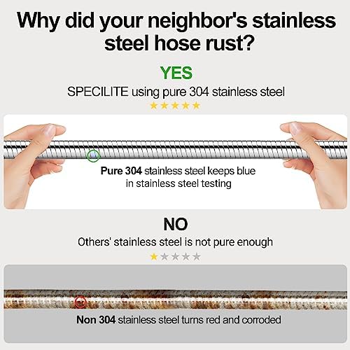 75ft 304 Stainless Steel Garden Hose Metal, Heavy Duty Water Pipe with Nozzles for Yard, Outdoor - Flexible, Never Kink & Tangle, Puncture Resistant (Sliver)