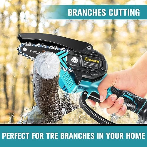 Saker Mini Chainsaw,Portable Electric Chainsaws Cordless,Handheld Chain Saw Pruning Shears Chain Saws for Tree Branches,Courtyard,Household and Garden,Gift for Men Dad Husband Women