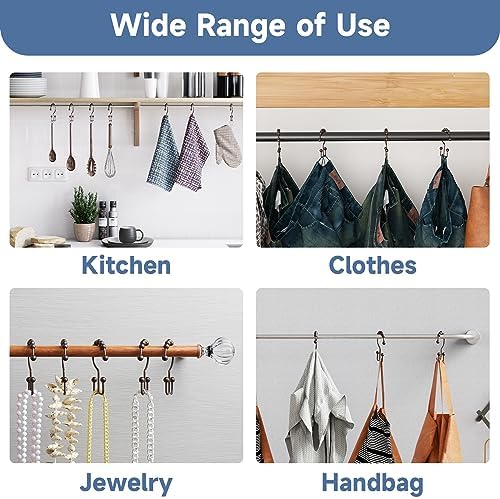 Titanker Shower Curtain Hooks Rings, Rust-Resistant Metal Double Glide Shower Hooks for Bathroom Shower Rods Curtains, Set of 12 Hooks - Bronze