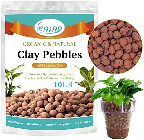 Legigo 10 LB Organic Leca Clay Pebbles for Plants, 4mm-16mm 100% Natural Leca Balls for Indoor Plants, Hydroton Clay Pebbles for Plants Hydroponic Aquaponics Growing Orchid Drainage Terrarium
