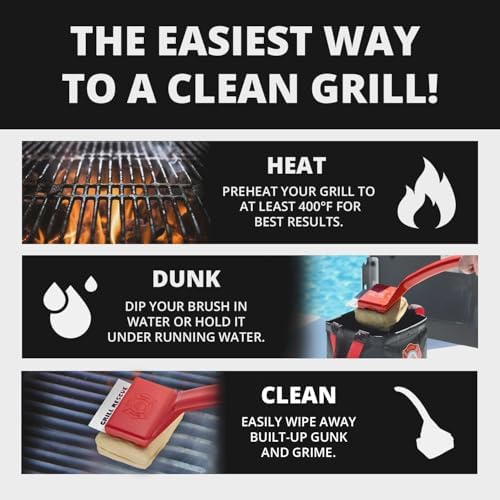 Grill Rescue BBQ Replaceable Cleaning Head, Bristle Free - Durable and Unique Grill Tools for Cast Iron or Stainless-Steel Grates, Barbecue Cleaner