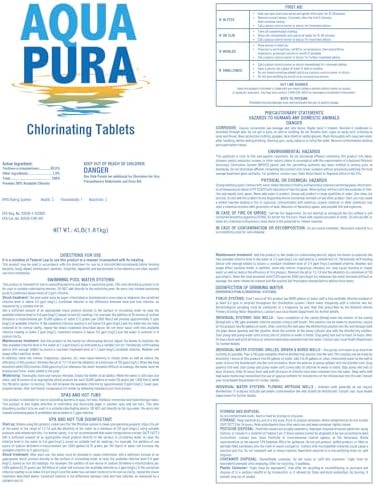 Aqua Pura Chlorine Tablets for Swimming Pool,3" Pool Supplies, Individually Wrapped Stabilized Chlorine Tablets, Long-Lasting, Slow Dissolve,Kill Bacteria,UV Protected,90% Available,4 LB