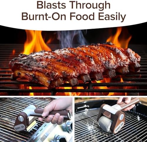 HorsePower Giddy Up Grill Cleaner AS-SEEN-ON-TV! – Cordless, Rechargeable BBQ Tool with 350 RPM Stainless Roller, LED Light – Patents Pending – From BulbHead, a Family-Owned American Brand