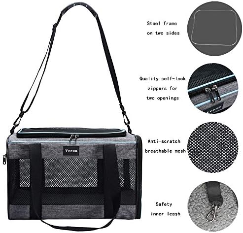 Vceoa 17.5x11x11 Inches Cat, Dog Carrier for Pets Up to 16 Lbs, Soft-Sided Cat Bag Animal Carriers Travel Puppy Carry As a Toy of Fabric Pet Home