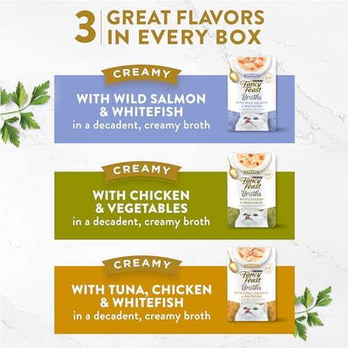 Purina Fancy Feast Lickable Broth Topper Complement Creamy Wet Cat Food Variety Pack - (Pack of 12) 1.4 oz. Pouches