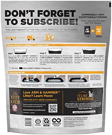 ARM & HAMMER Hardball Lightweight Platinum Multi-Cat Clumping Cat Litter Odor Control, Easy No-Mess Scooping, Garden Bloom Scent, 16.5 Lbs.