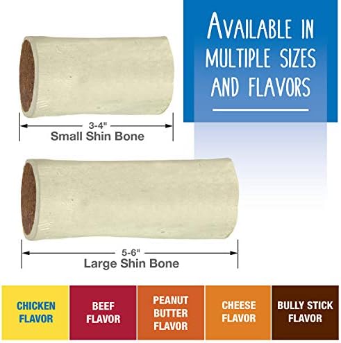 Cadet Stuffed Shin Bones - Highly Digestible, High Protein, Long-Lasting Dog Chew Bone for Aggressive Chewers, Supports Dental Health, - Peanut Butter Flavor, Small (3 Count)